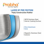 गैलरी व्यूवर में इमेज लोड करें, Stainless Steel Tri-Ply Elante Kadhai With Glass Lid
