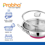 गैलरी व्यूवर में इमेज लोड करें, Stainless Steel Tri-Ply Elante Kadhai With Glass Lid
