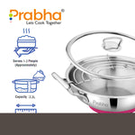 गैलरी व्यूवर में इमेज लोड करें, Stainless Steel Tri-Ply Elante Kadhai With Glass Lid
