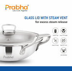गैलरी व्यूवर में इमेज लोड करें, Stainless Steel Tri-Ply Elante Kadhai With Glass Lid
