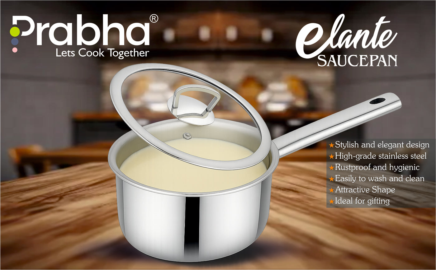 Elante Triply Saucepan With Glass Lid
