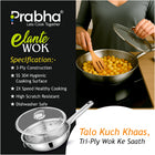 Elante Triply Wok With Glass Lid