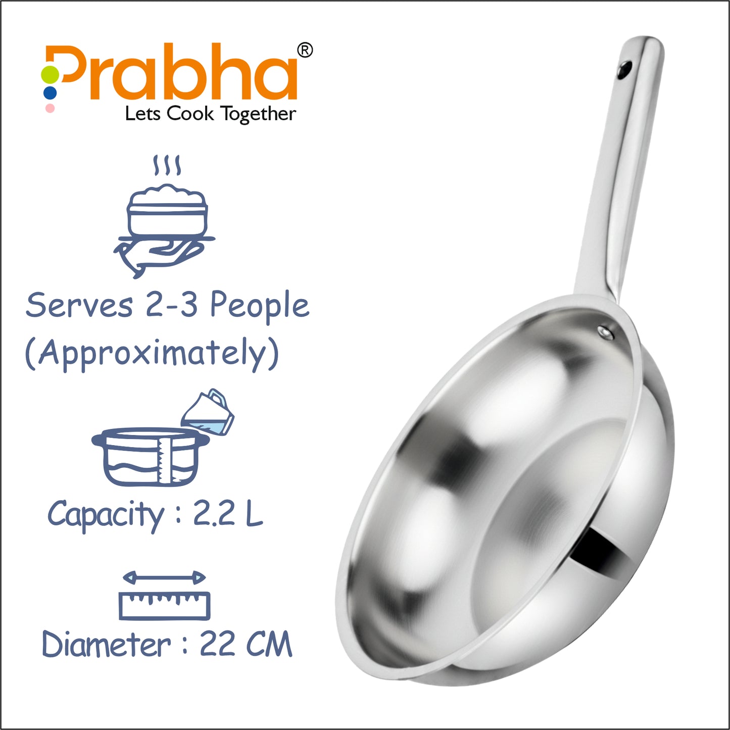 Elante Triply Wok With Glass Lid