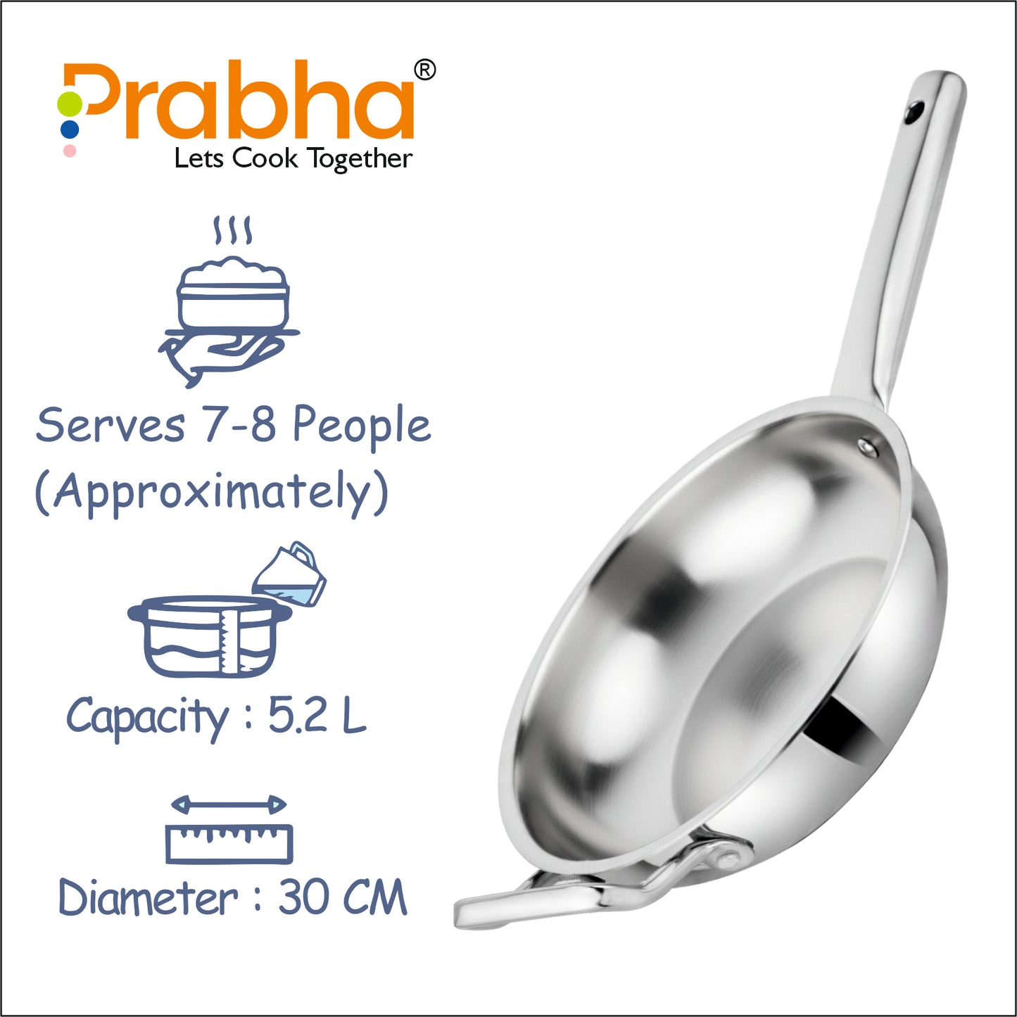 Elante Triply Wok With Glass Lid