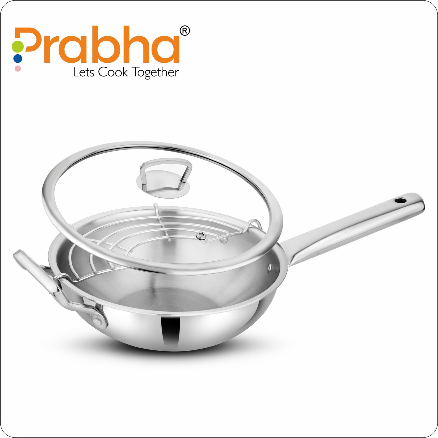 Elante Triply Wok With Glass Lid