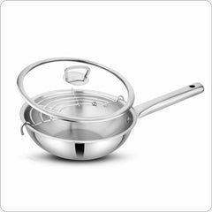 Elante Triply Wok With Glass Lid
