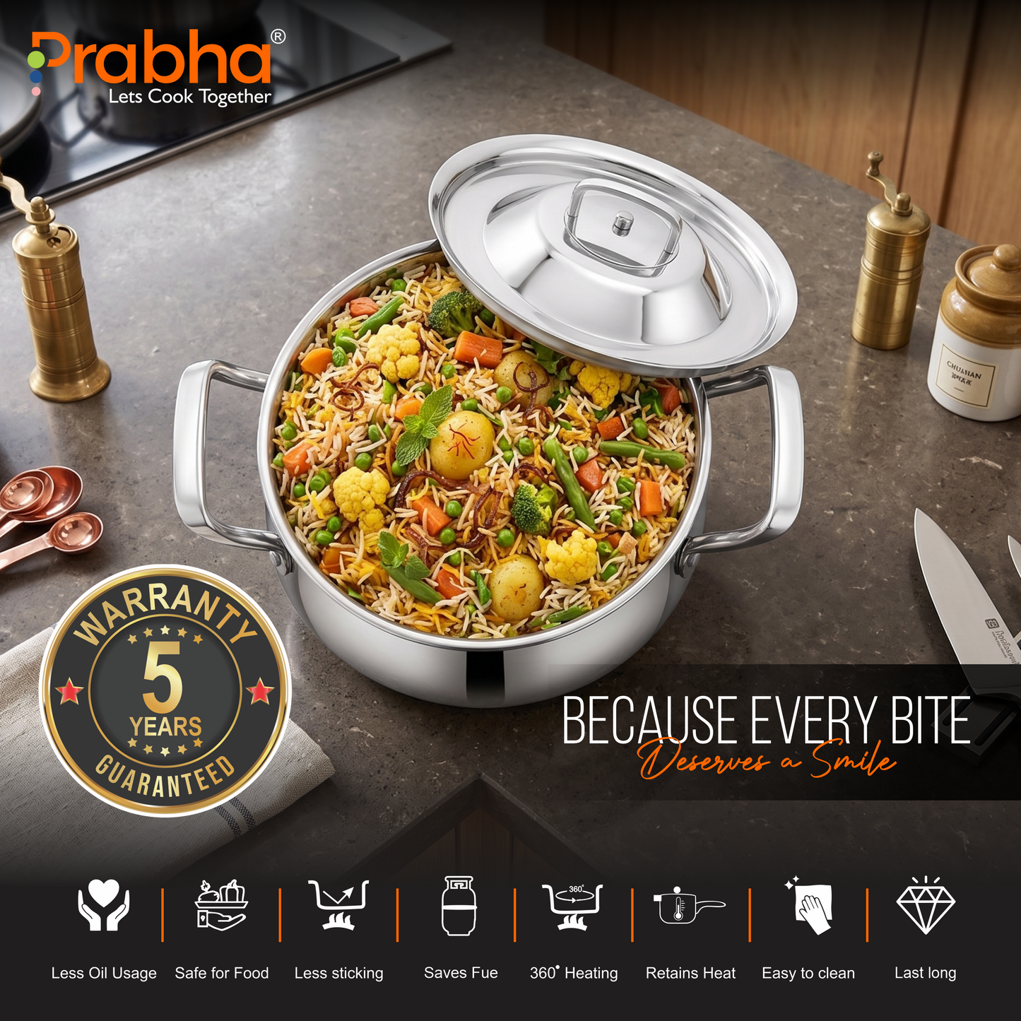Elante Triply Biryani Handi With Lid