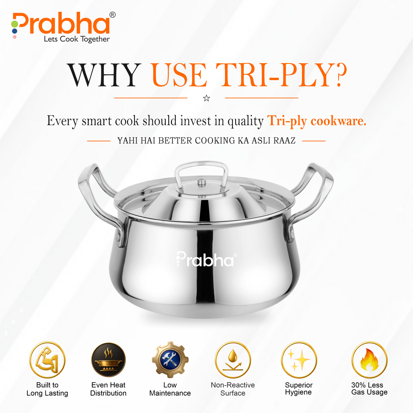 Elante Triply Biryani Handi With Lid