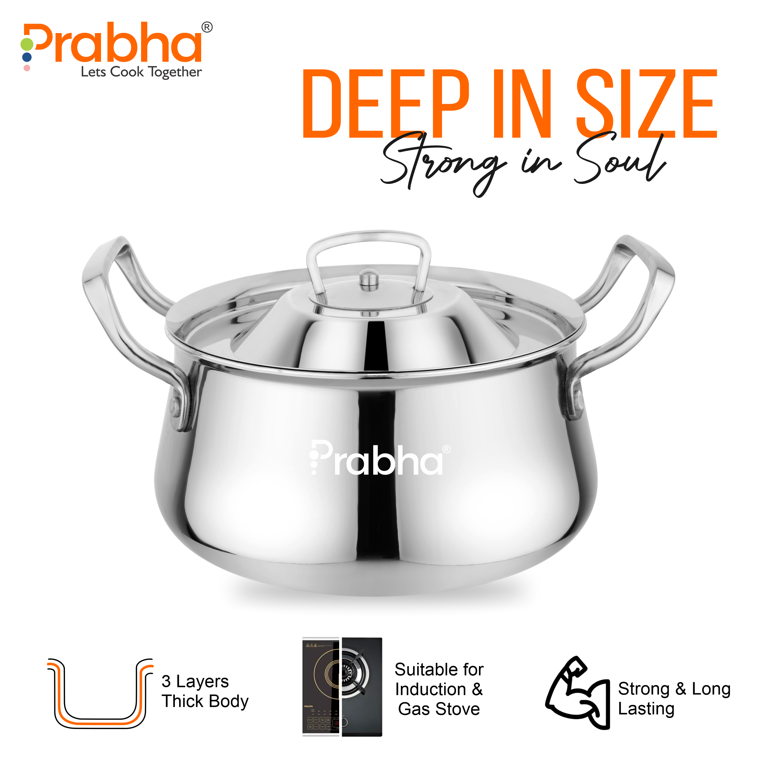 Elante Triply Biryani Handi With Lid