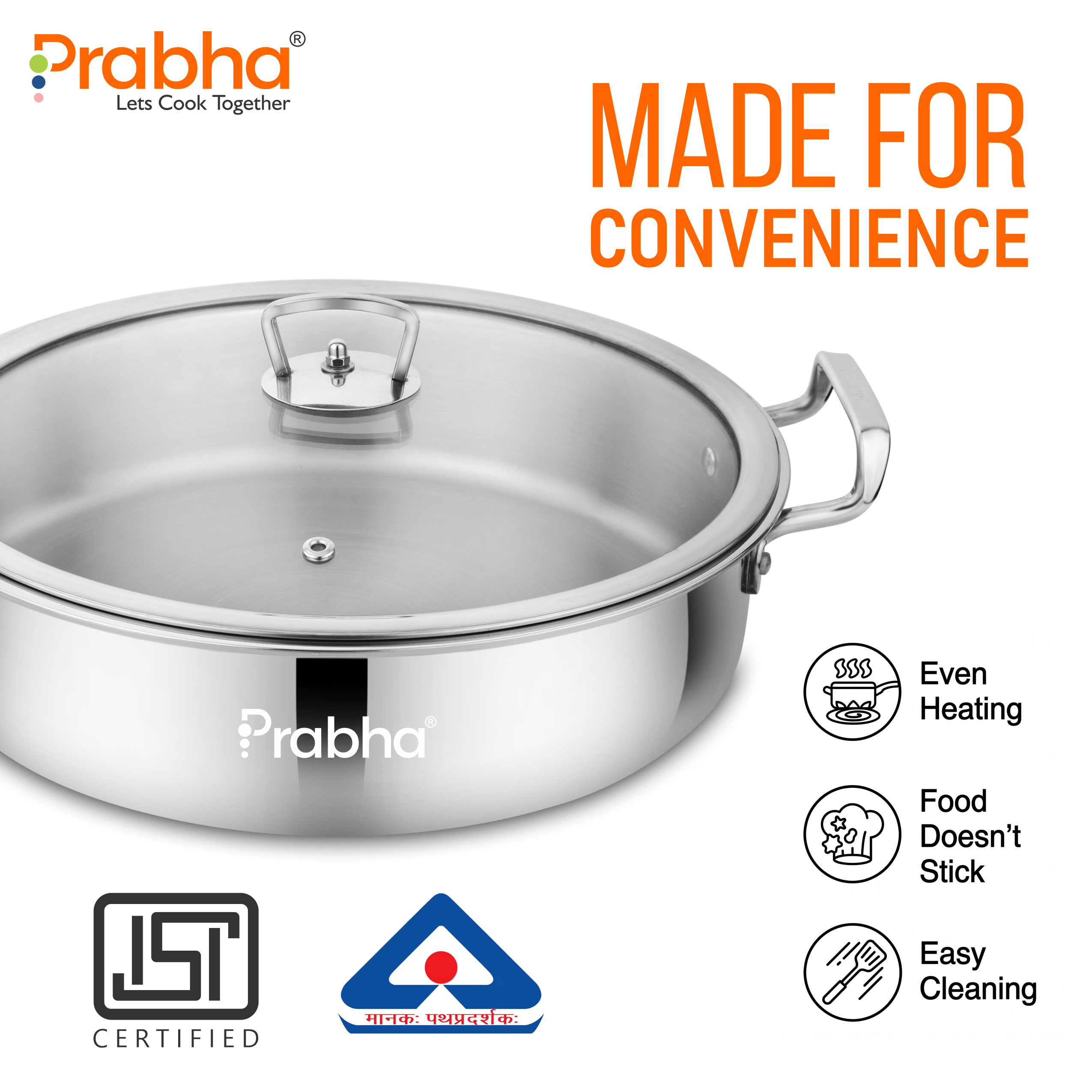 Elante Triply Deep Frypan With Glass Lid