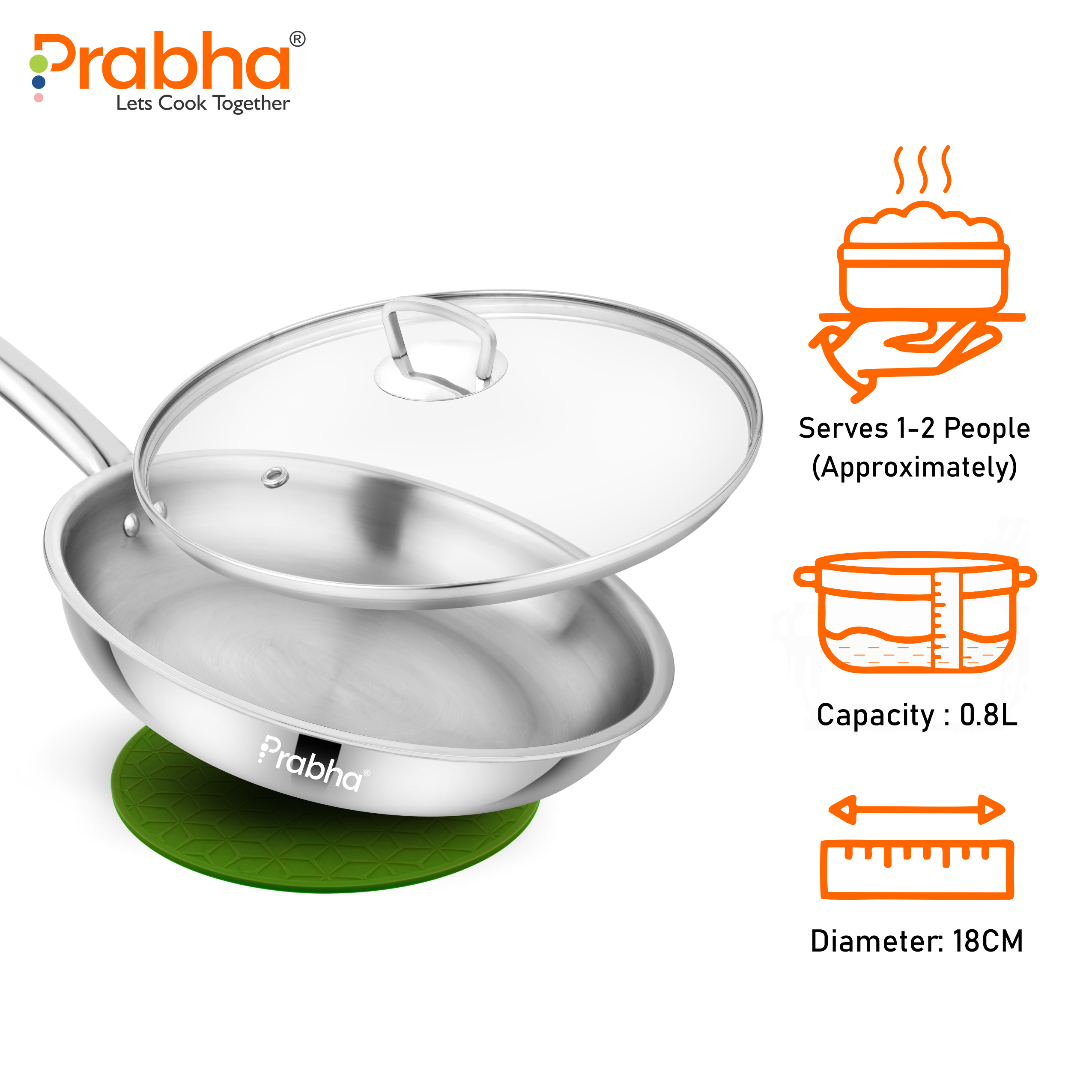 Elante Triply Frypan With Glass Lid