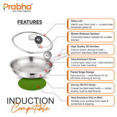 Elante Triply Frypan With Glass Lid