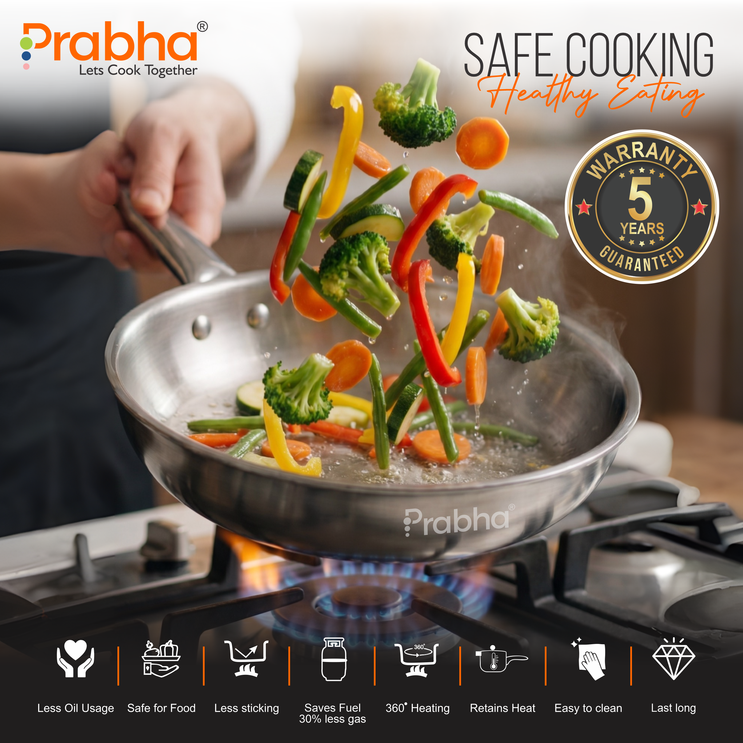 Elante Triply Frypan With Glass Lid