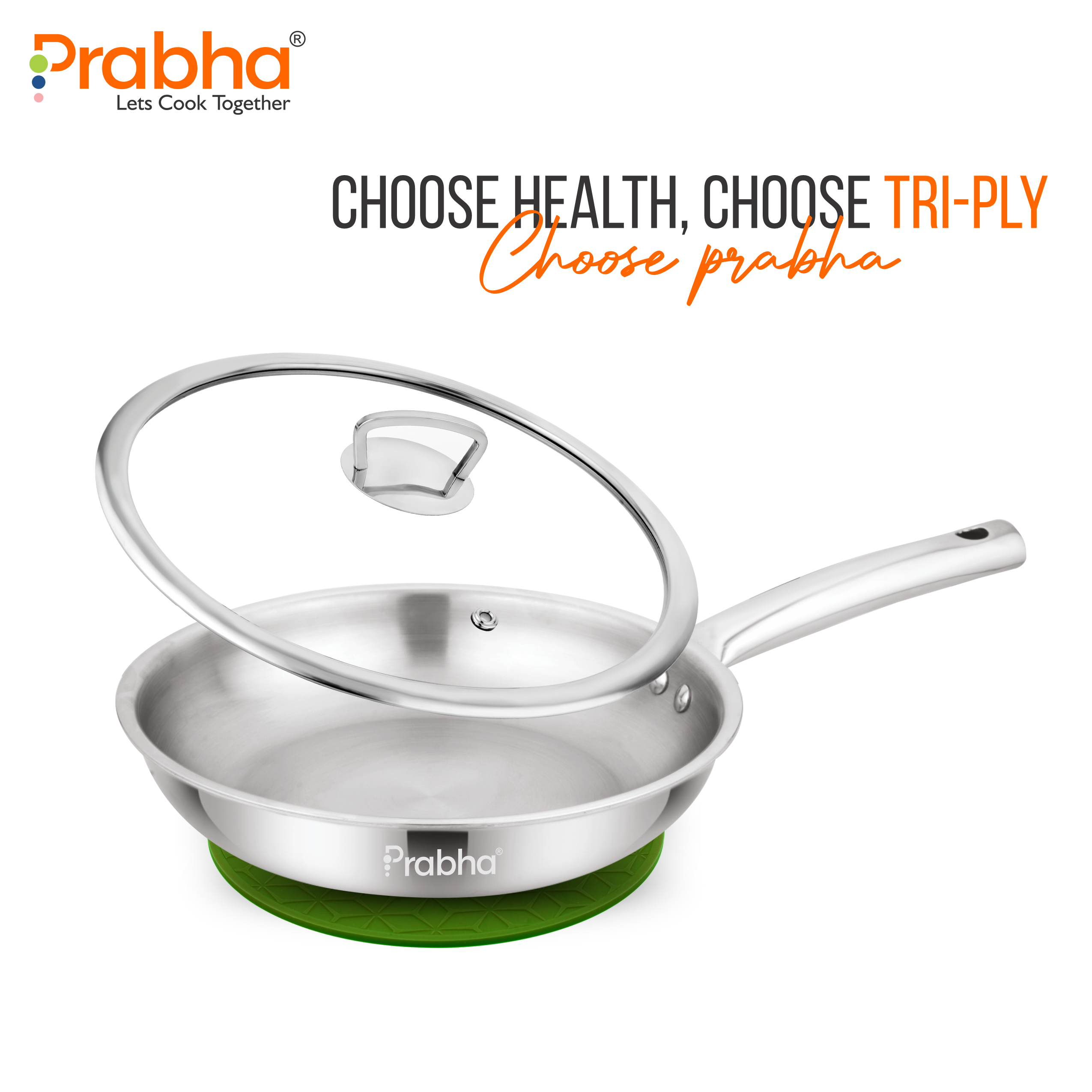 Elante Triply Frypan With Glass Lid