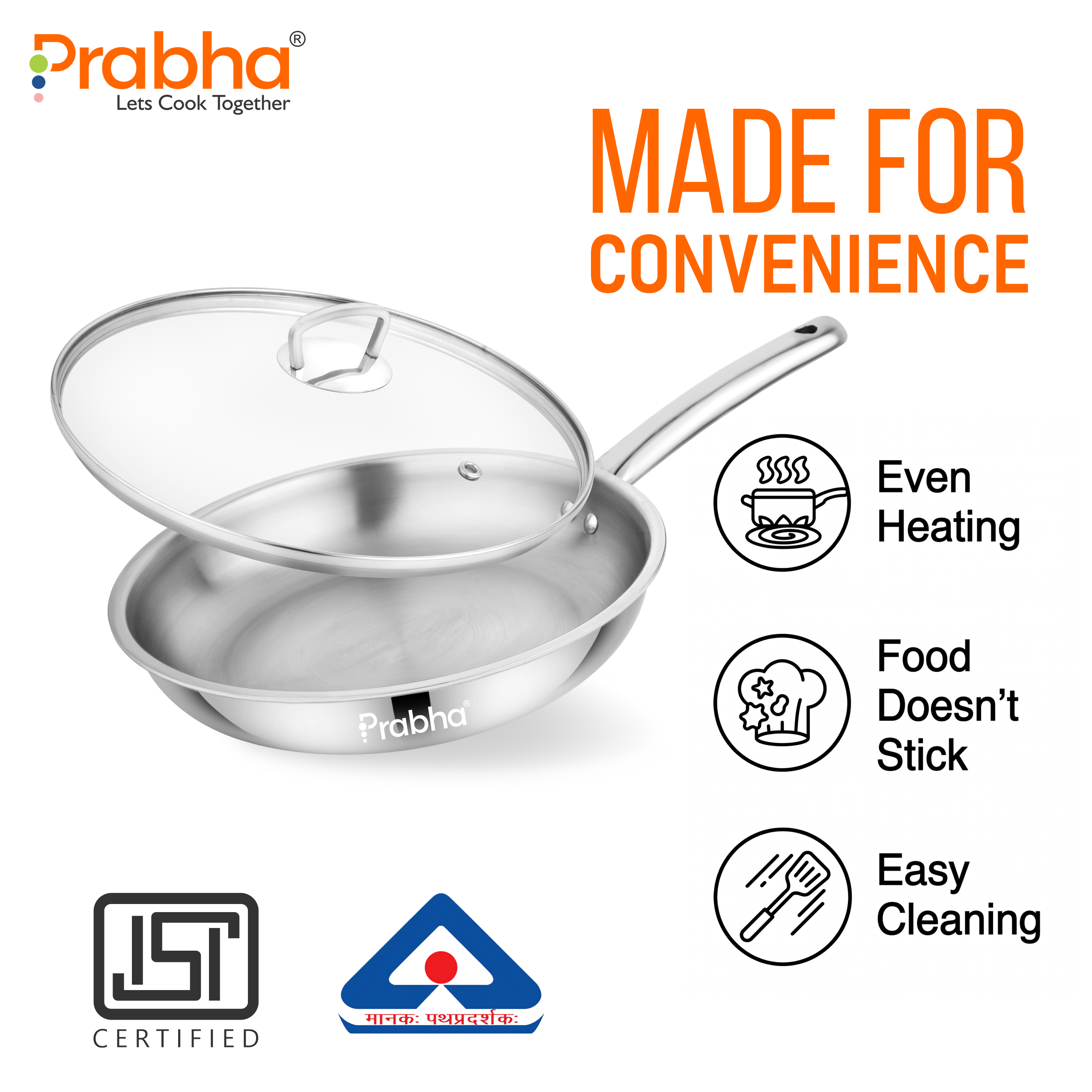 Elante Triply Frypan With Glass Lid