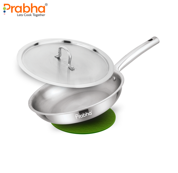 Elante Tri-Ply Stainless Steel Frypan with Stainless Steel Lid