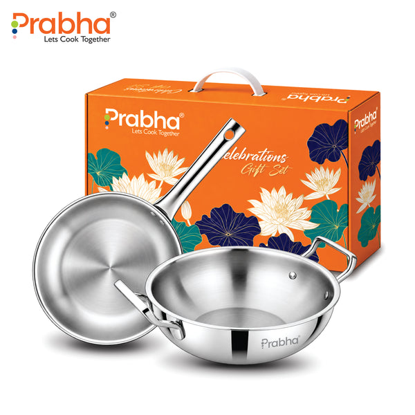 Tri-Ply Everyday Cookware Duo – Kadhai & Frypan | 2 Pcs
