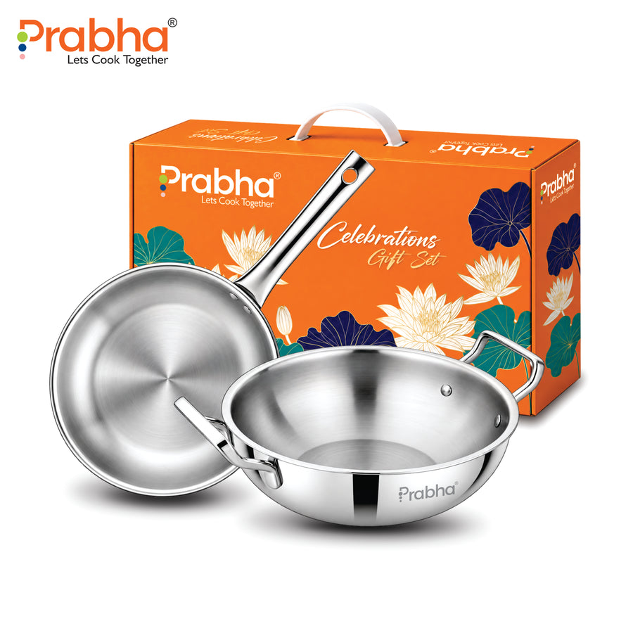Tri-Ply Everyday Cookware Duo – Kadhai & Frypan | 2 Pcs