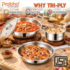 Tri-Ply Everyday Cookware Combo Set – Kadhai with Glass Lid, Frypan & Saucepan | 4 Pcs
