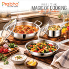Tri-Ply Everyday Cookware Combo Set – Kadhai & Saucepan with Glass Lids, Frypan | 5 Pcs
