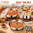 Tri-Ply Everyday Cookware Combo Set – Kadhai & Saucepan with Glass Lids, Frypan | 5 Pcs