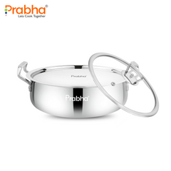 Elante Tri-Ply Riz Handi With Steel & Glass Lid | With Oil Drainer