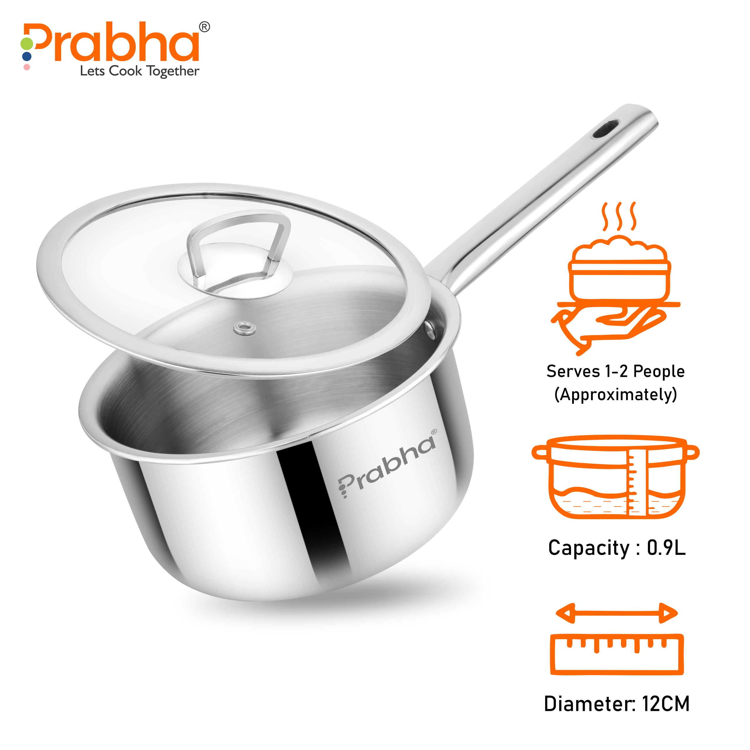 Elante Triply Saucepan With Glass Lid