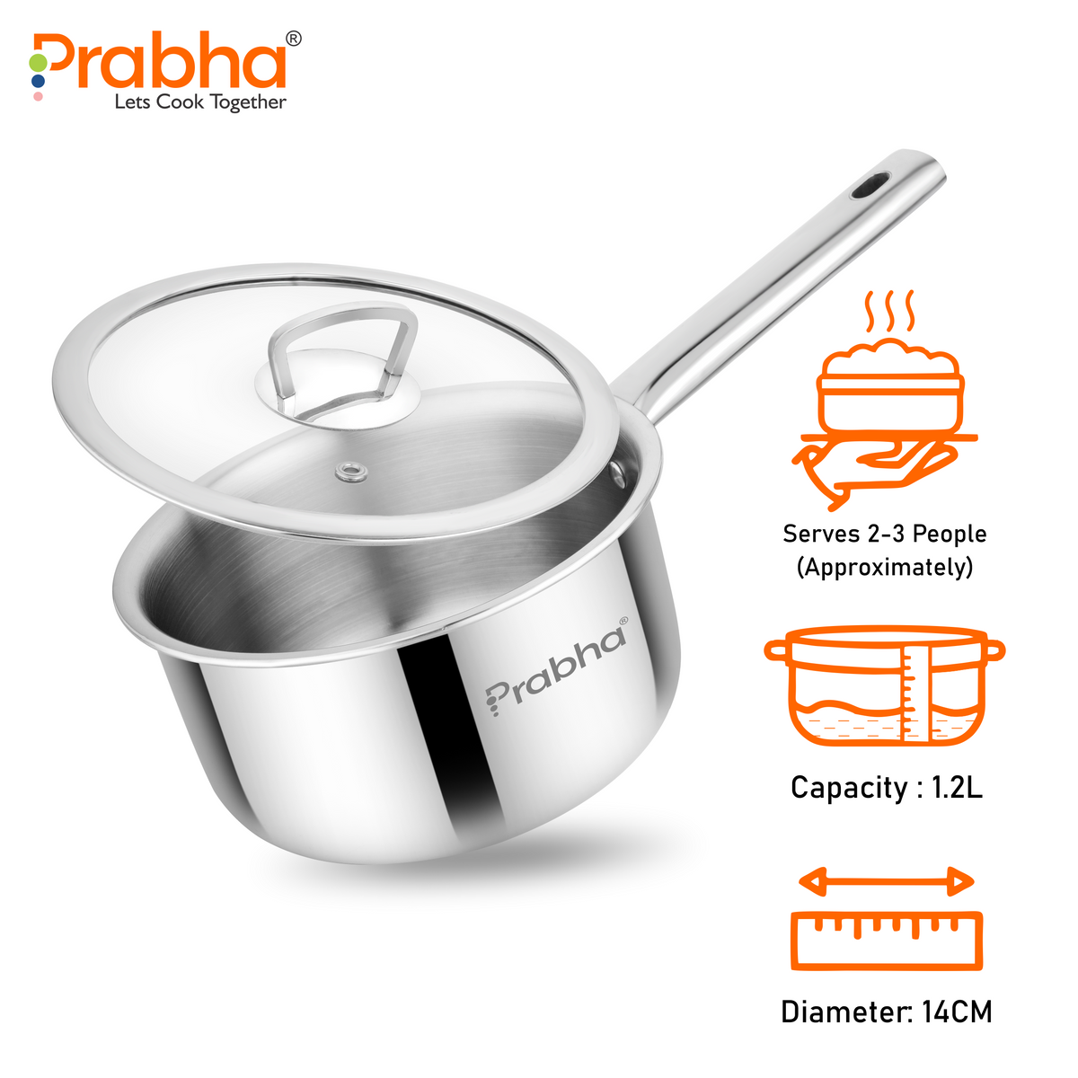 Elante Triply Saucepan With Glass Lid