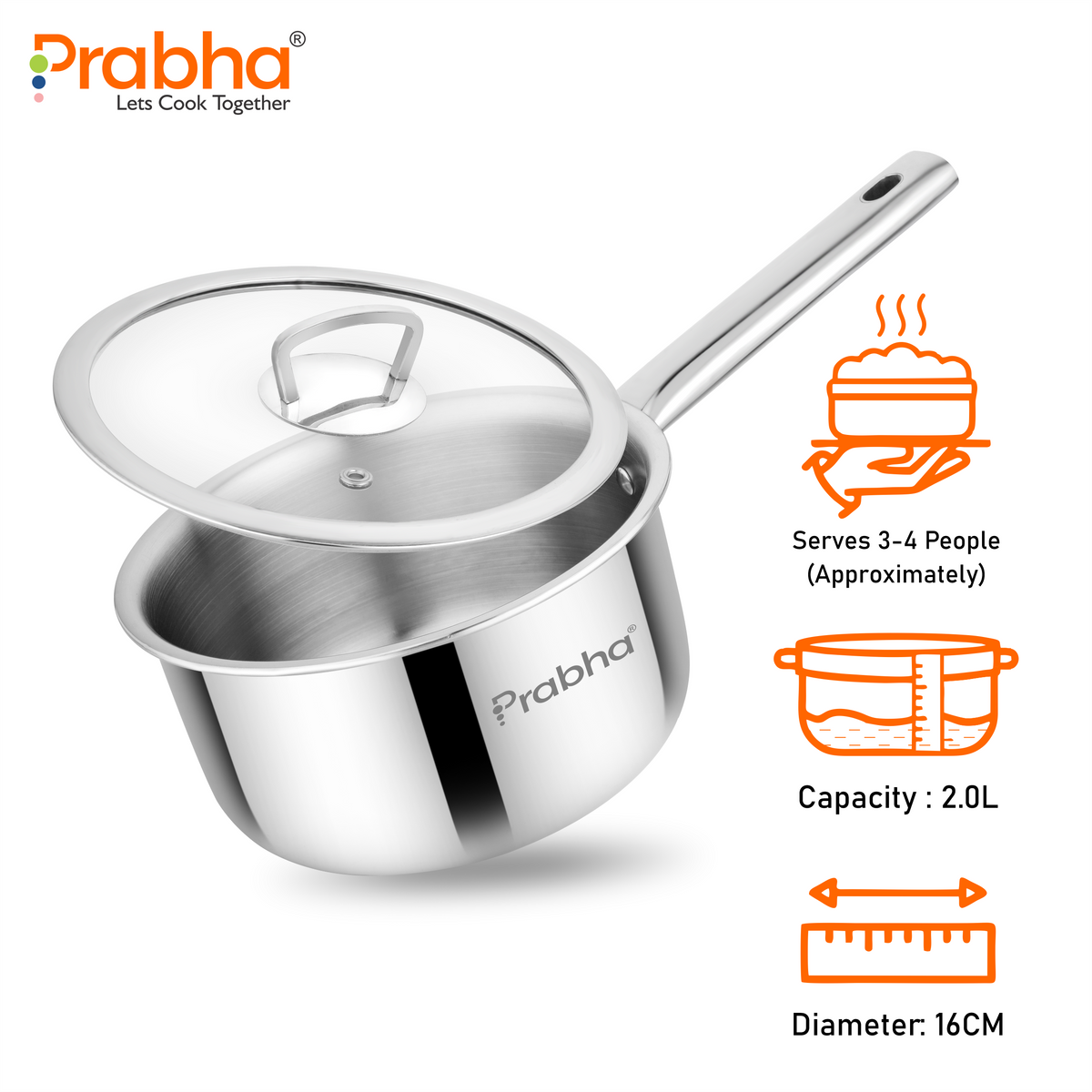 Elante Triply Saucepan With Glass Lid