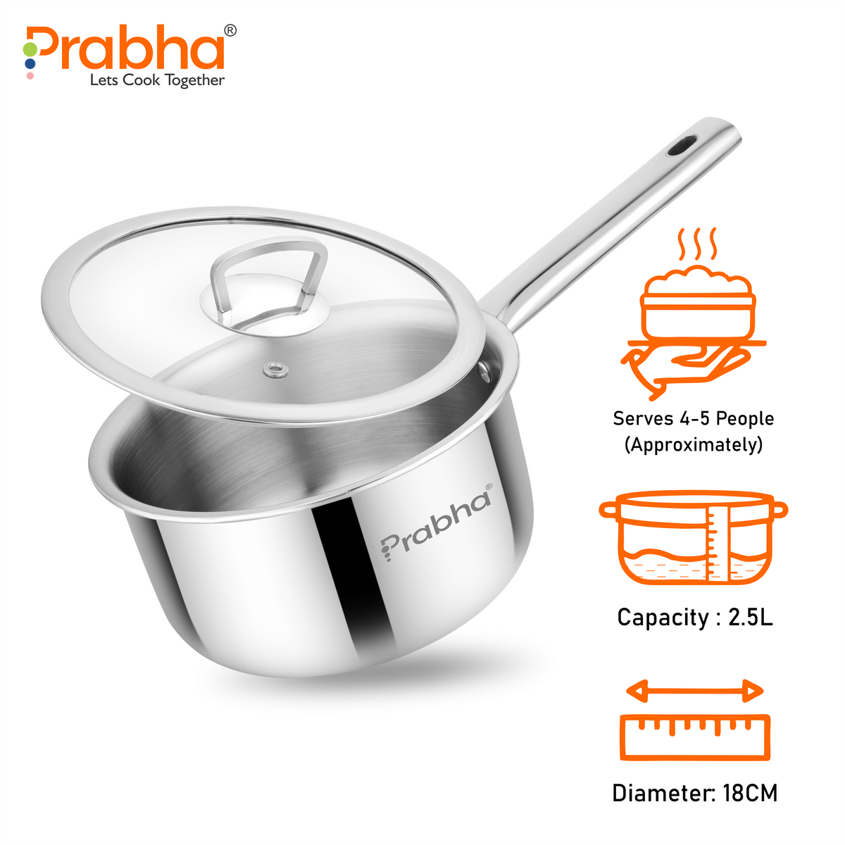 Elante Triply Saucepan With Glass Lid