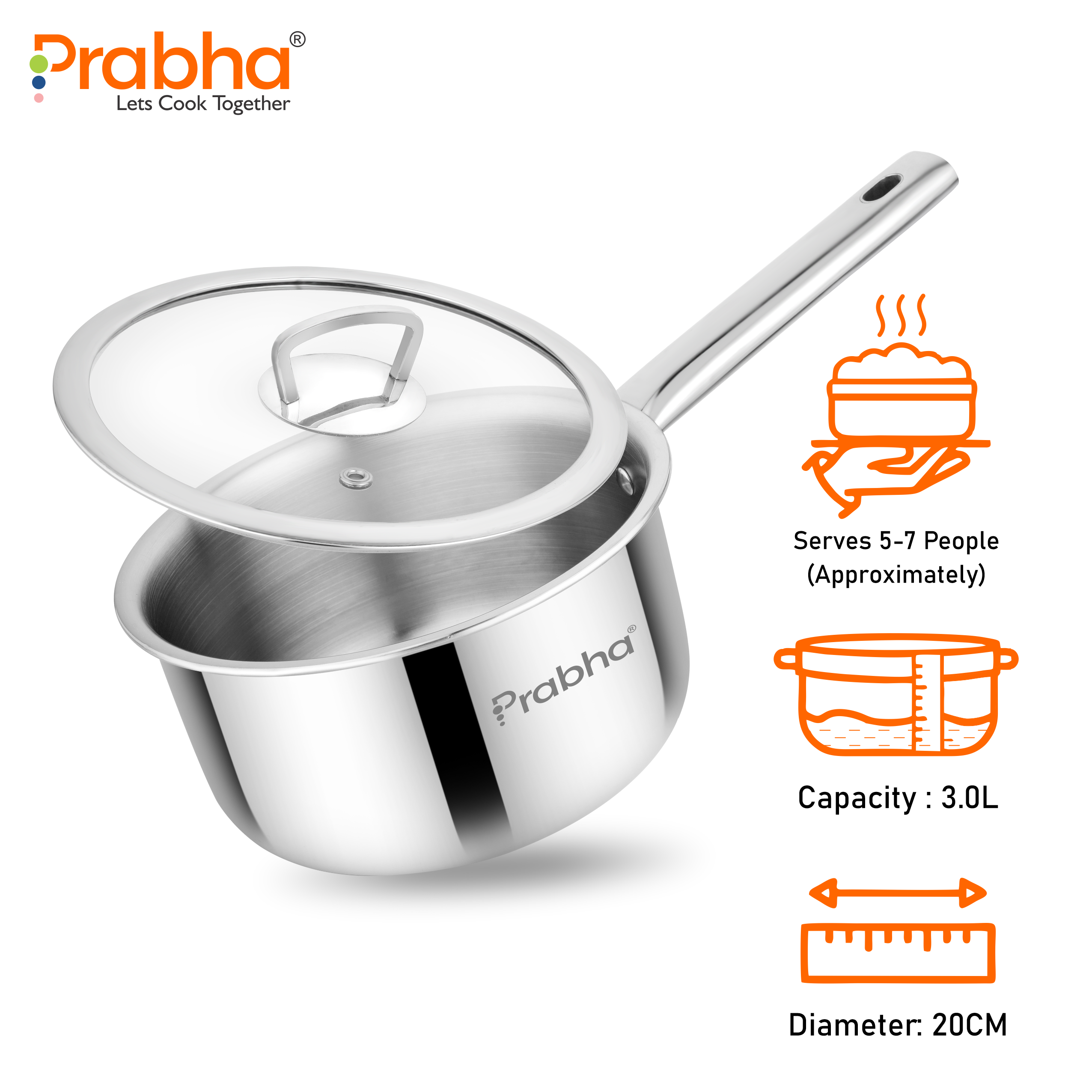 Elante Triply Saucepan With Glass Lid