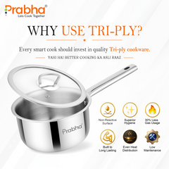 Elante Triply Saucepan With Glass Lid