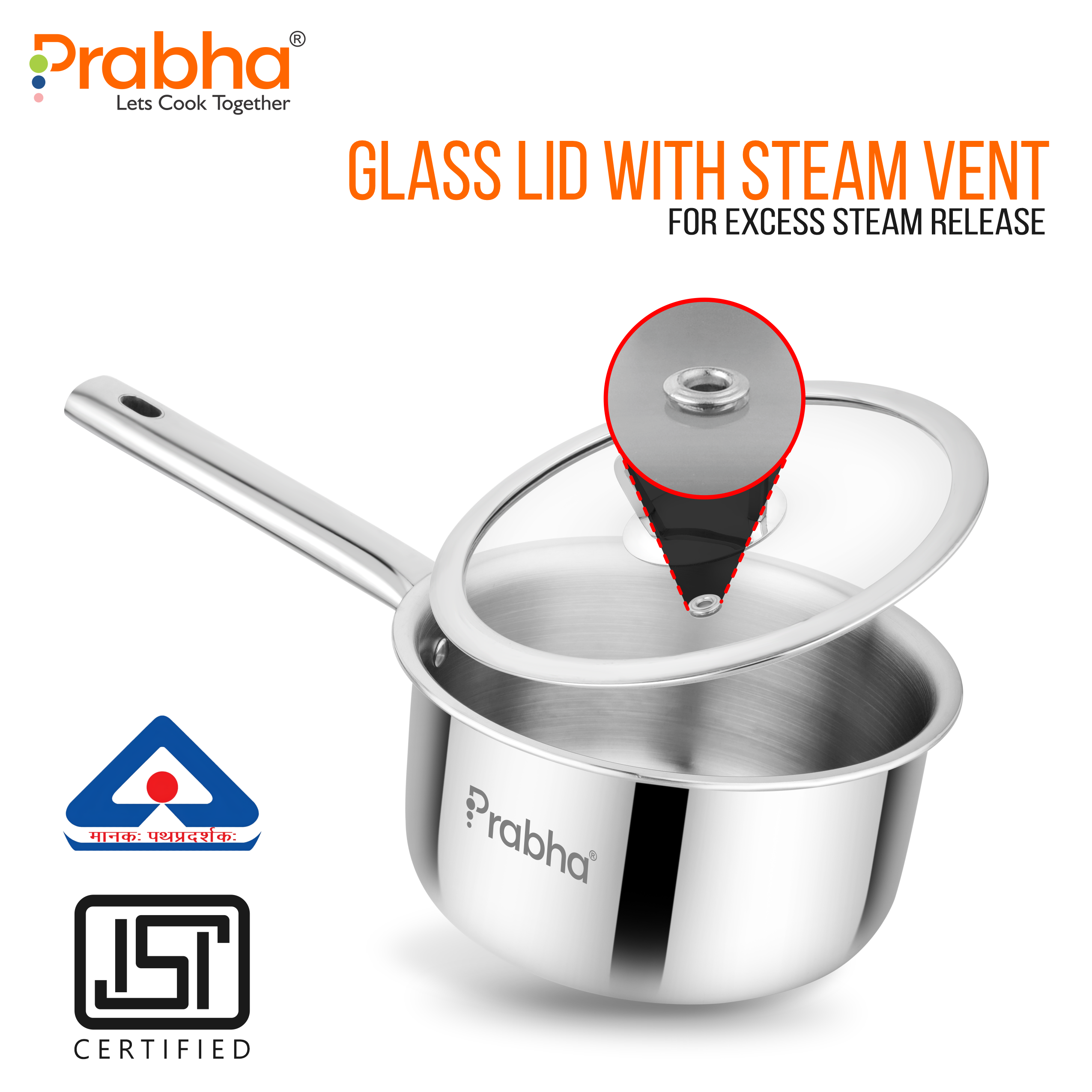 Elante Triply Saucepan With Glass Lid