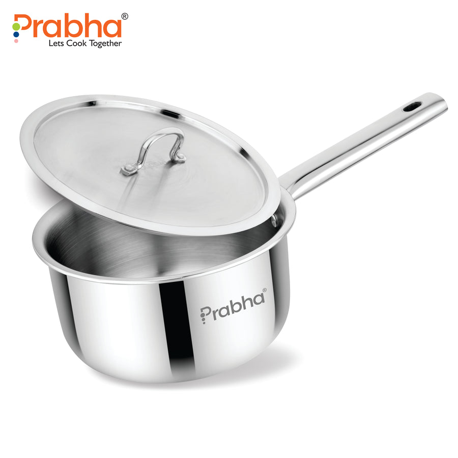 Elante Tri-Ply Stainless Steel Saucepan with Steel Lid