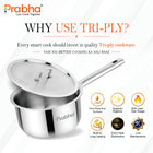 Elante Tri-Ply Stainless Steel Saucepan with Steel Lid