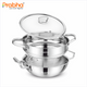 Elante Tri-Ply Kadhai & Steamer With Glass Lid