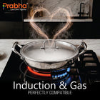 Elante Tri-Ply Stainless Steel Kadhai with Lid & Built-In Oil Drainer