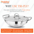 Elante Tri-Ply Stainless Steel Kadhai with Lid & Built-In Oil Drainer