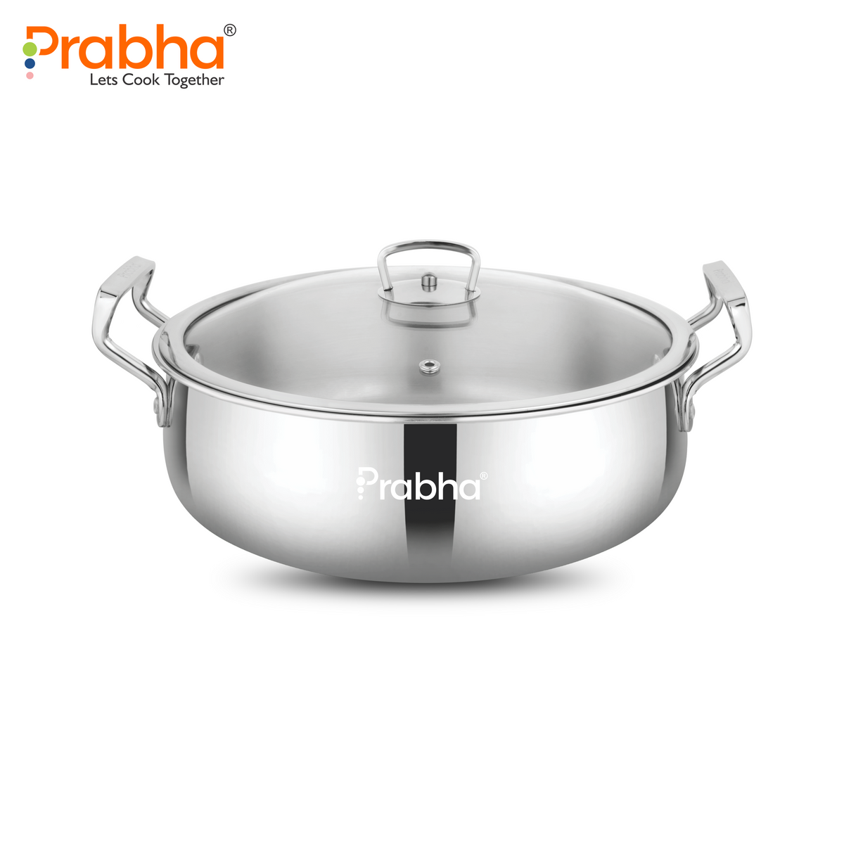 Elante Tri-Ply Riz Handi With Glass Lid | With Oil Drainer