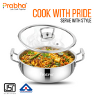 Elante Tri-Ply Riz Handi With Glass Lid | With Oil Drainer