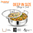 Elante Tri-Ply Riz Handi With Glass Lid | With Oil Drainer