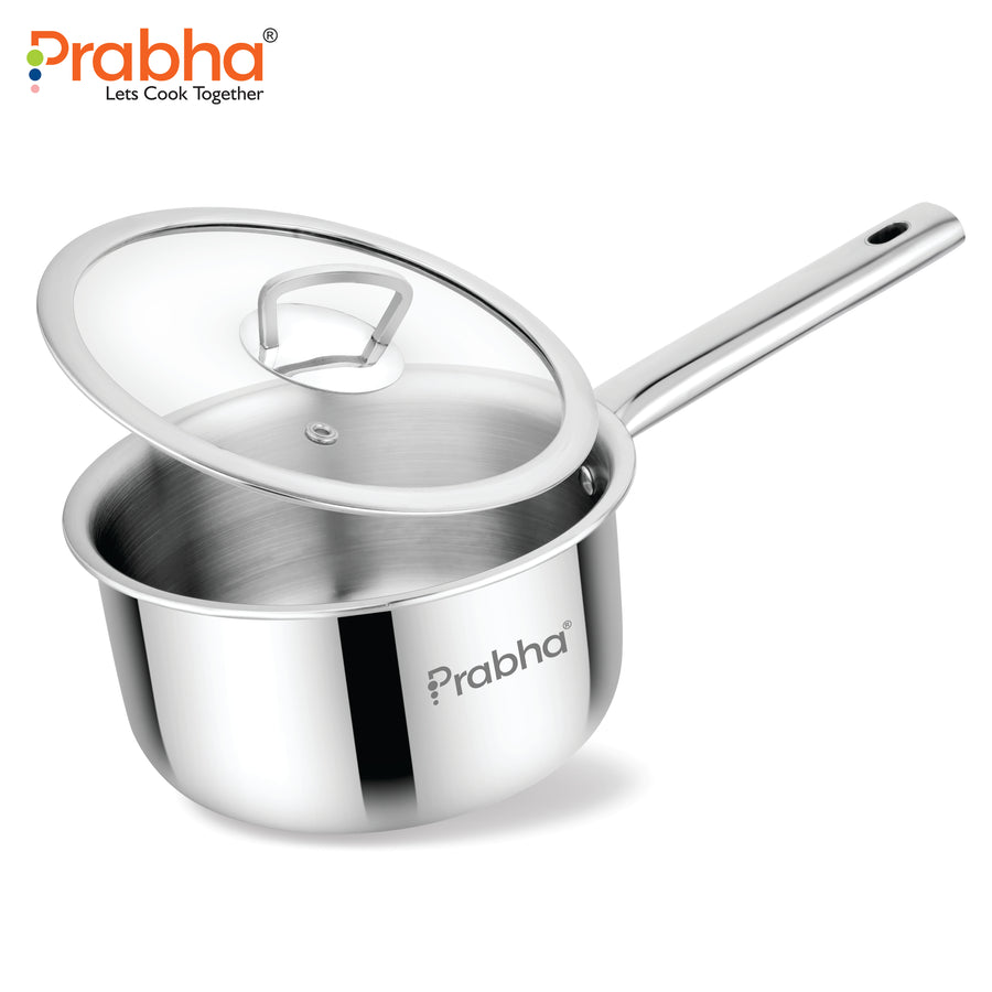 Elante Tri-Ply Stainless Steel Saucepan with Glass Lid