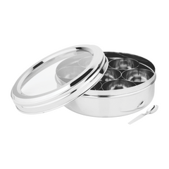 Stainless Steel Eye Candy Spice Box, See Through Glass Lid