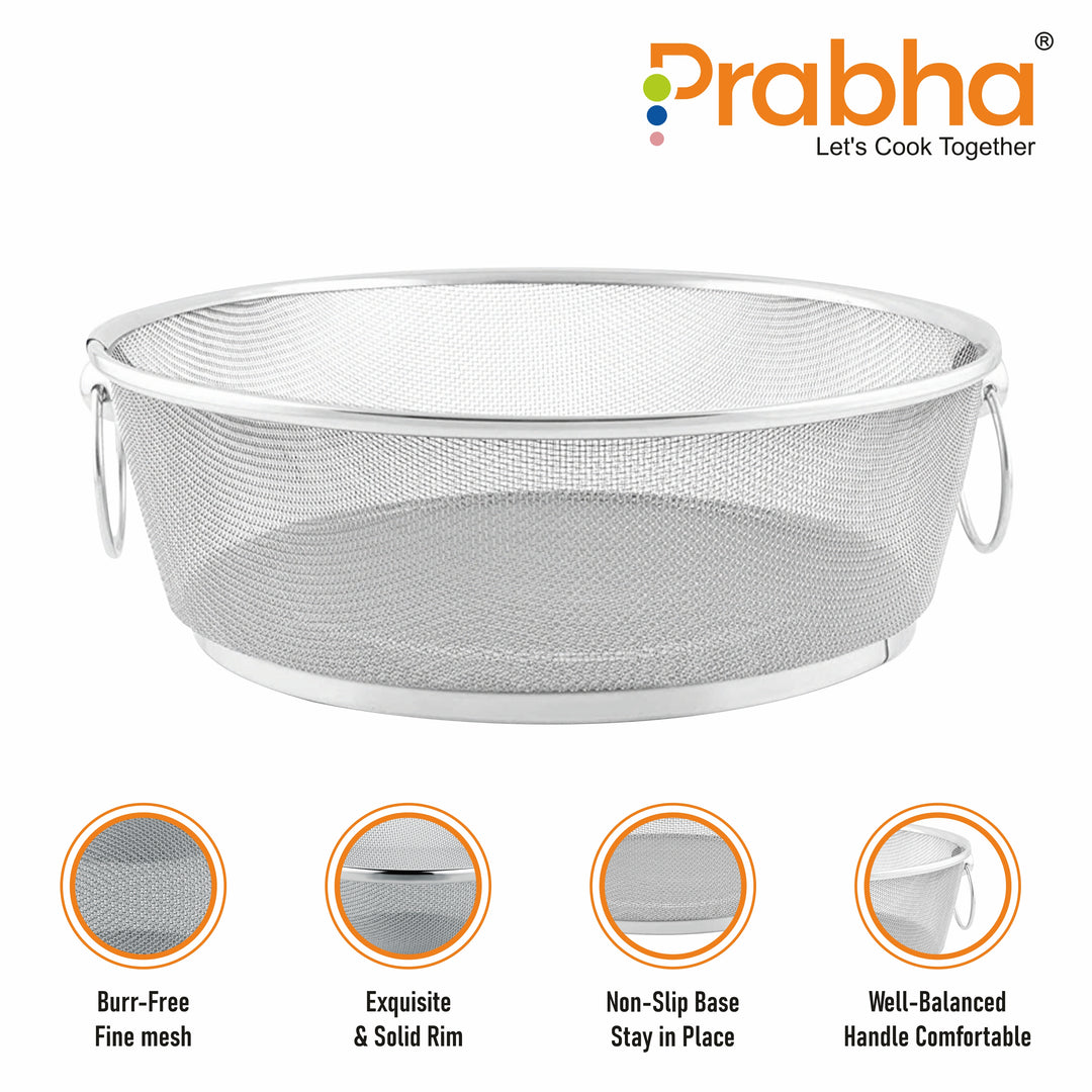 Stainless Steel Round Fridge Basket With Handle for Home & Kitchen Use