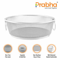 Stainless Steel Round Fridge Basket With Handle for Home & Kitchen Use