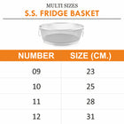 Stainless Steel Round Fridge Basket With Handle for Home & Kitchen Use