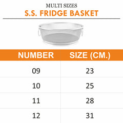 Stainless Steel Round Fridge Basket With Handle for Home & Kitchen Use