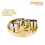 गैलरी व्यूवर में इमेज लोड करें, Stainless Steel Hammered Supreme Thali Set With PVD Coating
