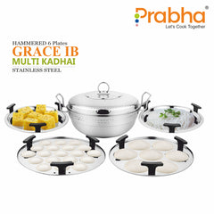 Grace Ib Multi Kadhai Hammered with 6 Plates - Prabha