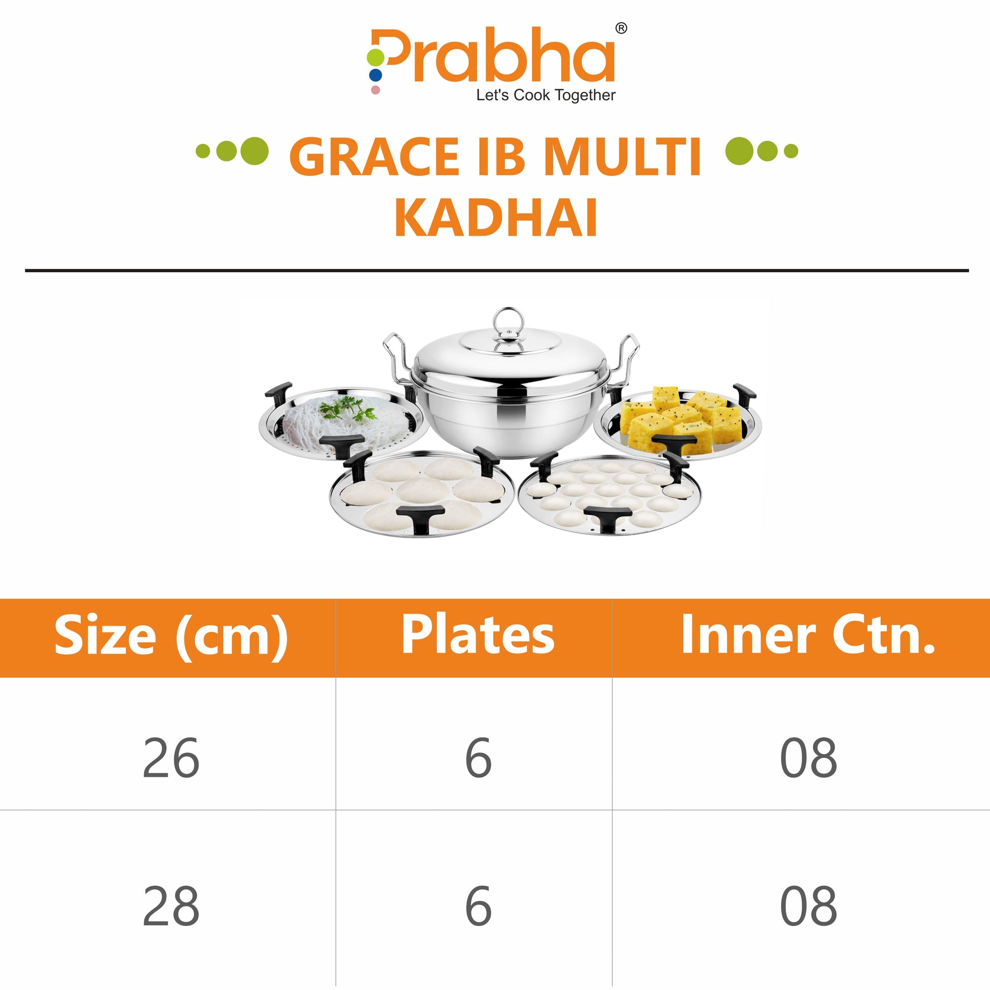 Grace Ib Multi Kadhai Plain (6 Plates) - Prabha